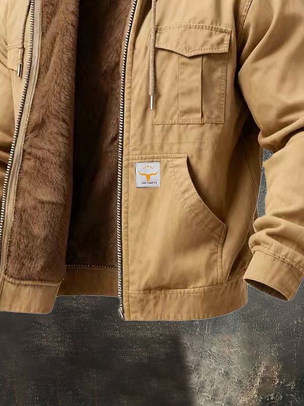 Riccardo - Retro Kültéri Kapucnis Kabát Zsebbel