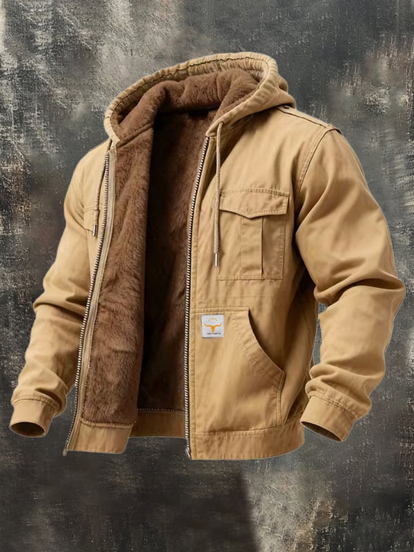 Riccardo - Retro Kültéri Kapucnis Kabát Zsebbel